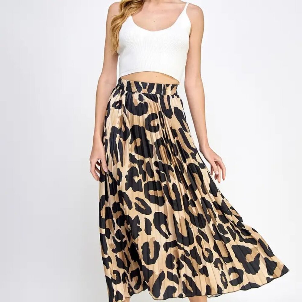 Leopard Pleated Skirt - NWT